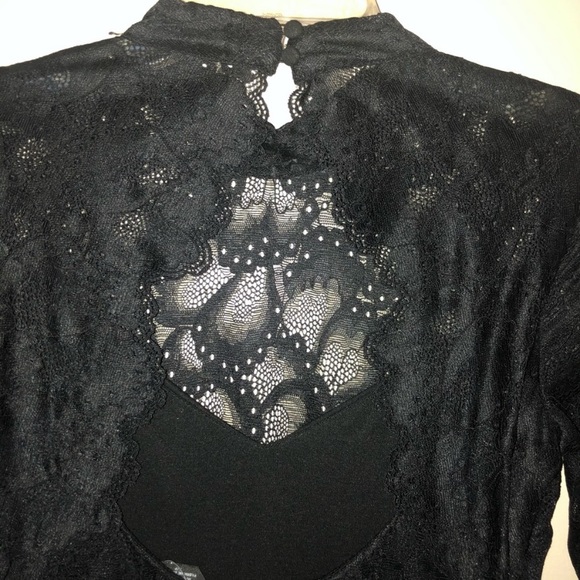 Bebe Black Open Back Lace Dress SP - Picture 6 of 7